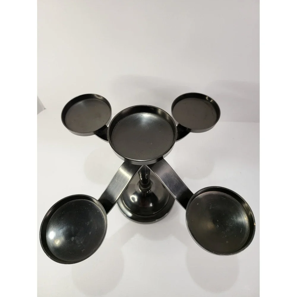 Brass Gunmetal Candelabra 5 Light Taper Pillar Candle Holder Centerpiece India